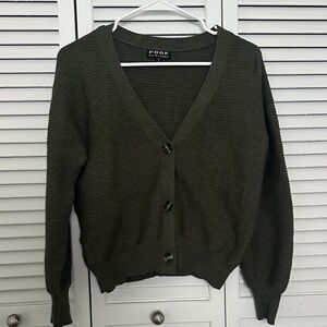 Poof! Deep Green Cardigan Sweater